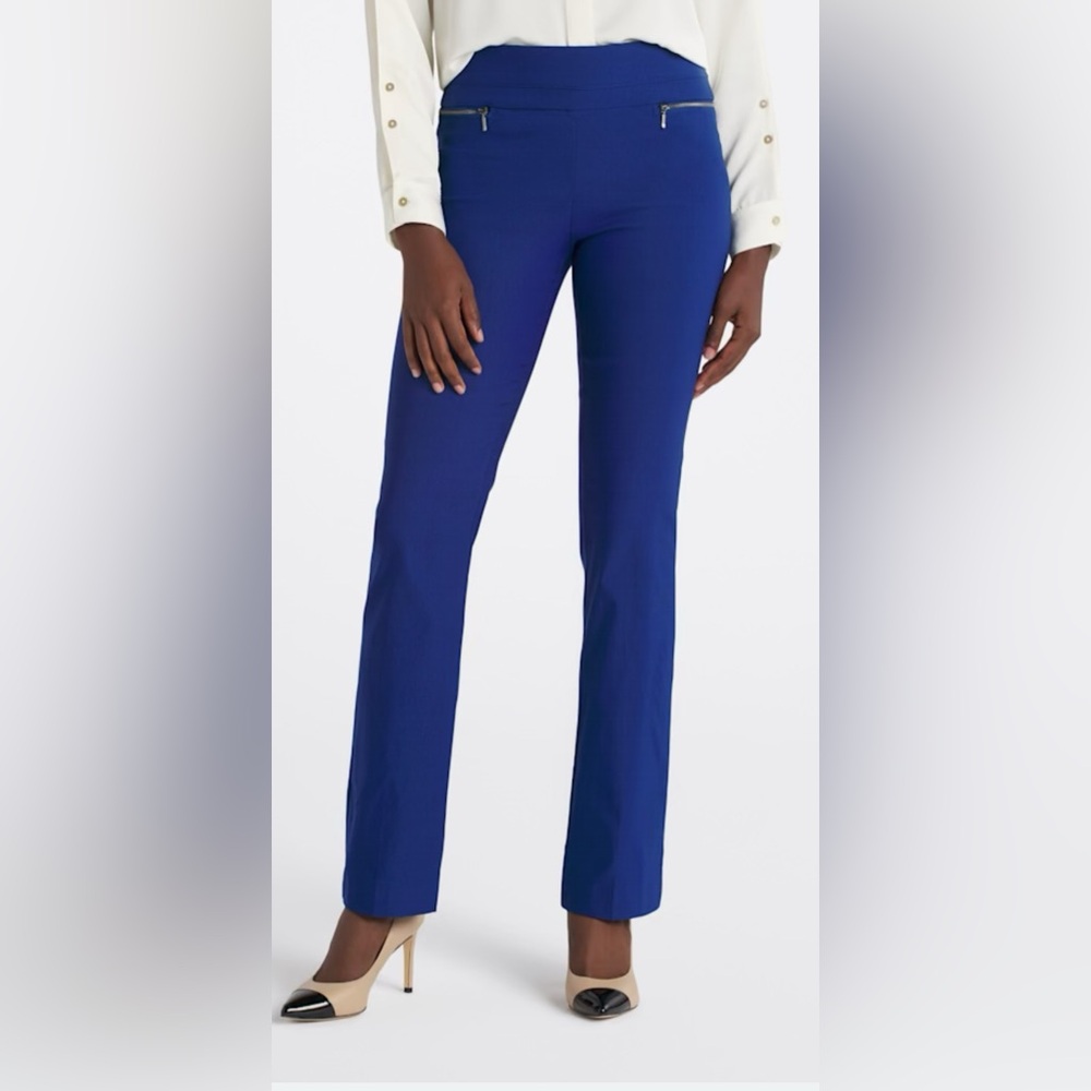 Violets & Roses Ruthy Zipper Pocket Bootcut Elegant Blue Pant - Size 10